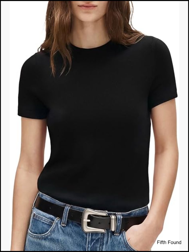 Women Cashmere Blend Crew Neck Short Sleeve Sweater Pullover Blouse